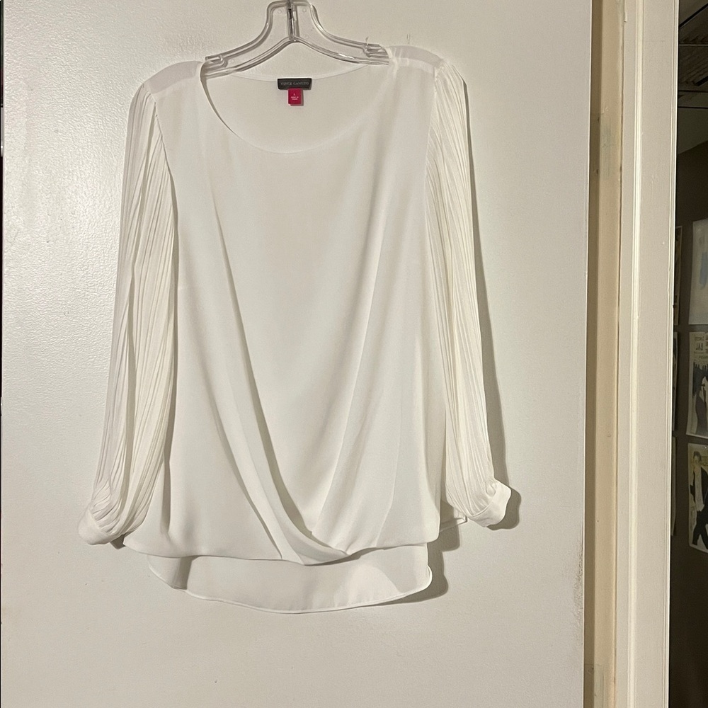Vince Camuto pleated sleeve draped blouse